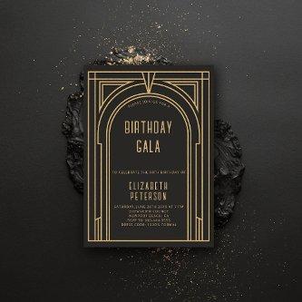 Gatsby Art Deco Vintage Gold Roaring 20s Birthday Invitation