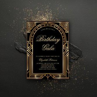 Gatsby Deco Roaring 20s Elegant Gold Arch Birthday Invitation