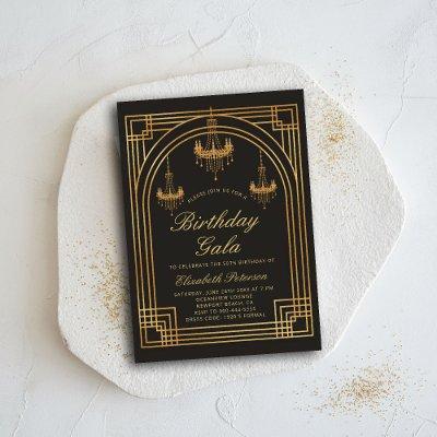 Gatsby Roaring 20s Deco Chandeliers Chic  Birthday Invitation