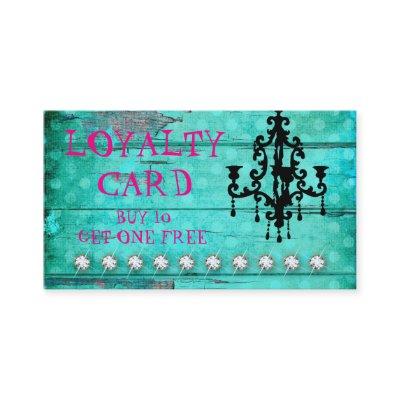 GC Aqua Vintage Wood Loyalty Card