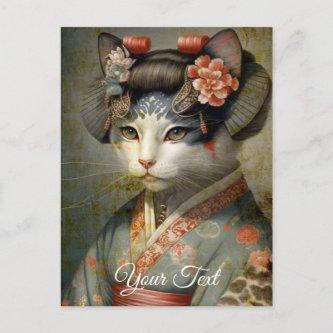 Geisha cat. Personalize.  Postcard