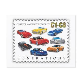 GENERATIONS OF AUTOMOBILE ART HOLIDAY POSTCARD