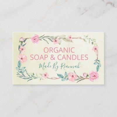 Gentle Floral Beige Handmade Soap And Candles