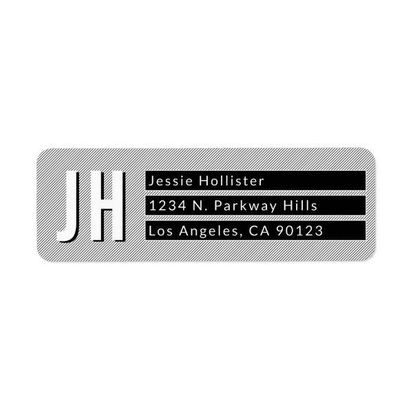 Geometric Black & White Stripes Return Address Label