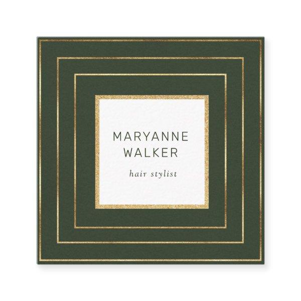 geometric border green salon hairstylist elegant square