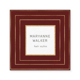 geometric border red salon hairstylist elegant square