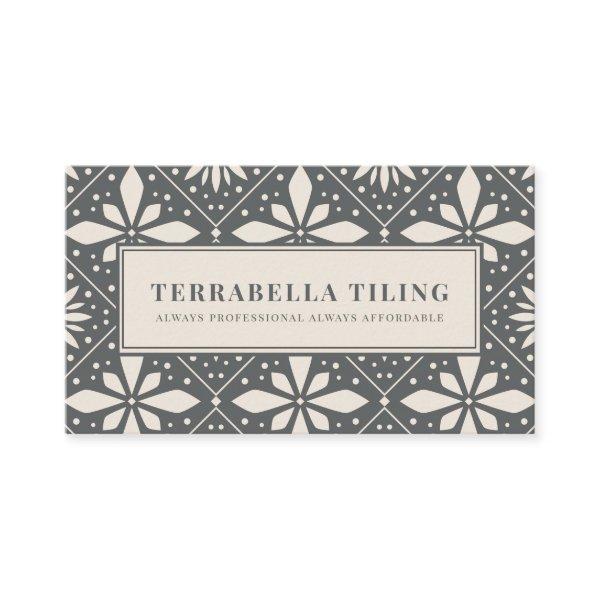 Geometric Charcoal Gray Black White Tiling Tiler