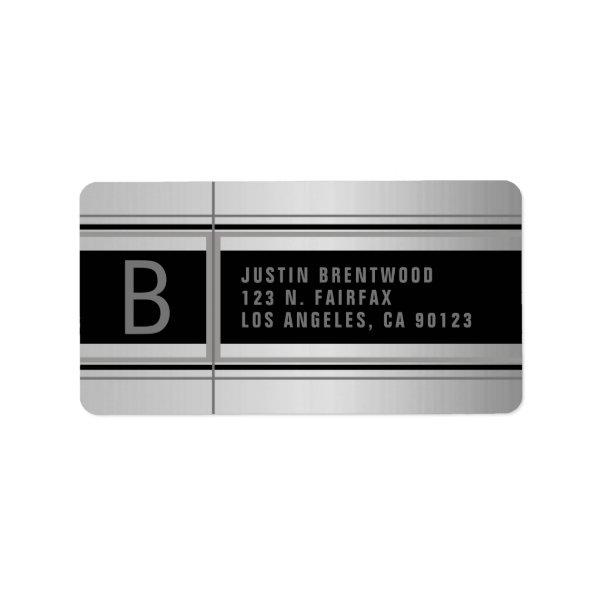 Geometric Design Faux Metal Return Address Label
