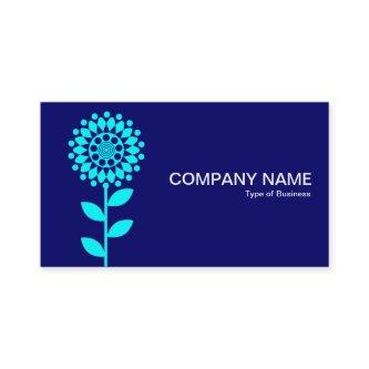 Geometric Flower - Cyan on Deep Navy