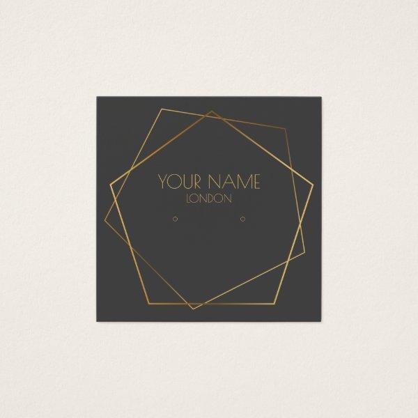 Geometric gold earring holder and social icons
