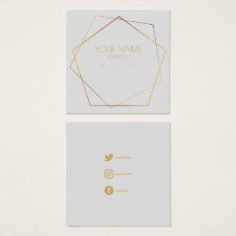 Geometric gold earring holder with social icons