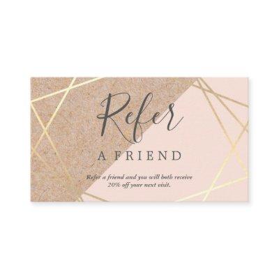 Geometric Gold Kraft Printed Lt Pastel Pink Refer