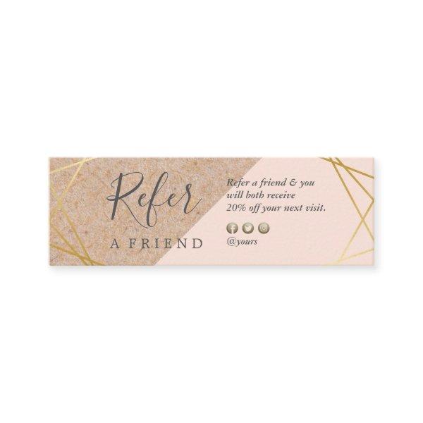 Geometric Gold Kraft Printed Lt Pastel Pink Refer Mini