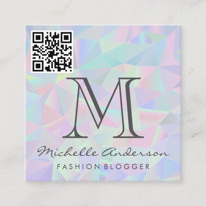 Geometric Holographic Background | QR Scan Label Square