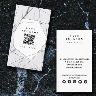 Geometric Modern Marble QR Code Social Media