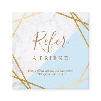 Geometric Pattern Marble Gold Light Blue Referral Square