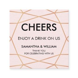 Geometric Rose Gold Drink Ticket | Custom Color