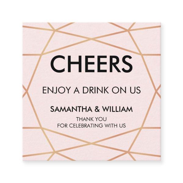 Geometric Rose Gold Drink Ticket | Custom Color