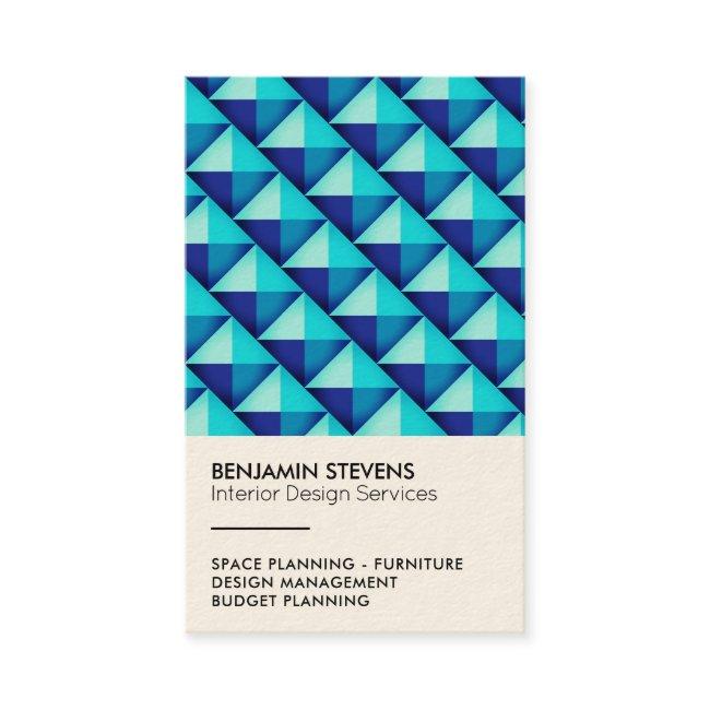 Geometric triangle pyramid pattern blue
