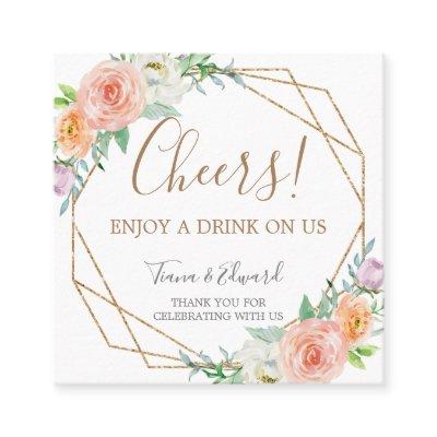 Geometric Watercolor Flowers Drink Ticket