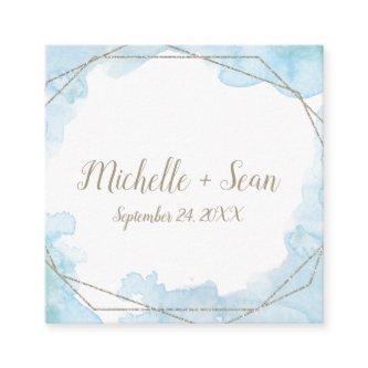 Geometric Watercolor Light Wedding Tag