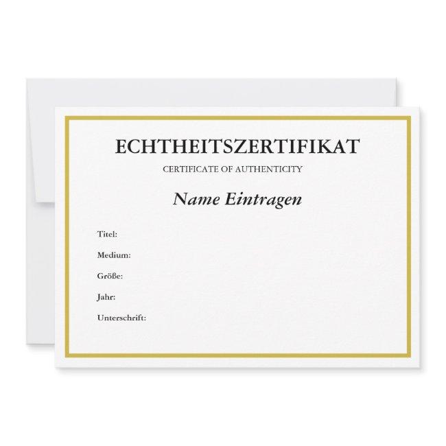 German ECHTHEITSZERTIFIKAT CertificateAuthenticity Holiday Card