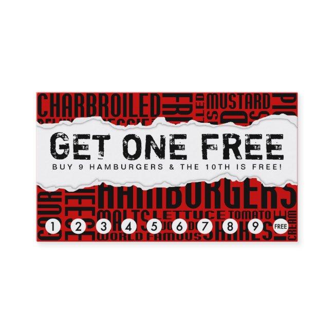 get 1 free HAMBURGER Loyalty Card