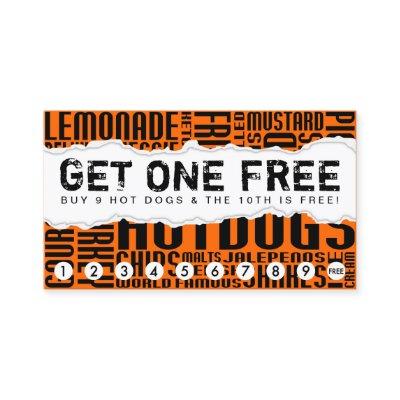 get 1 free HOT DOG Loyalty Card