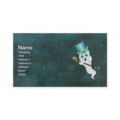 Ghost Floating in Night Sky Top Hat Fancy Cane