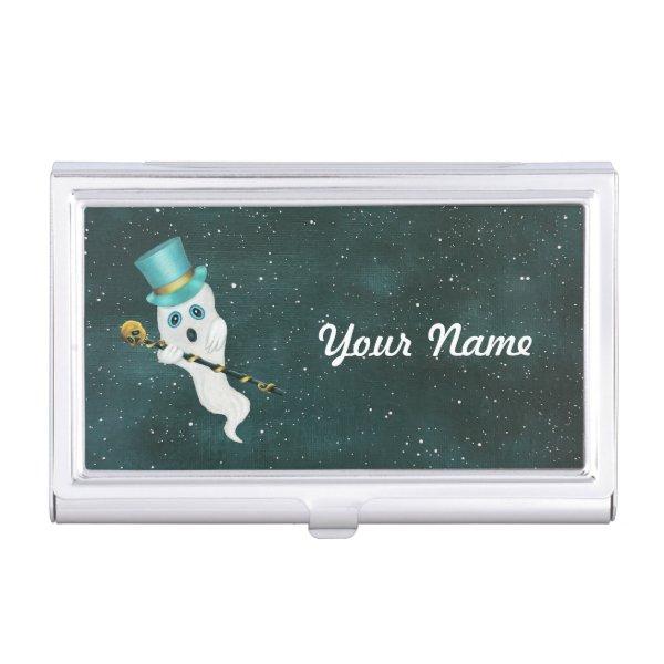 Ghost Floating in Night Sky Top Hat Skull Cane  Case