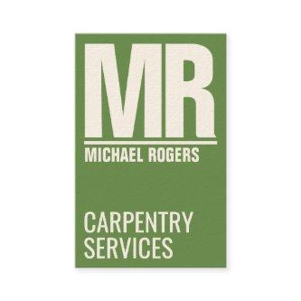 Giant initials bold cover standout olive green