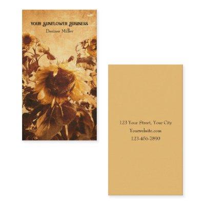 Giant Vintage Sunflowers Sepia Grunge Texture