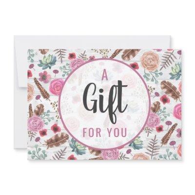 Gift Certificate Boho Chic Rustic Feather Arrow