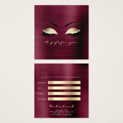 Gift Certificate Burgundy Gold Lashes Makeup Glam