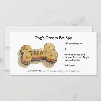 Gift certificate card for dog business groomer spa