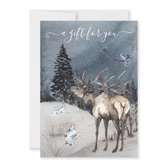 Gift Certificate Christmas Winter Elk Scene