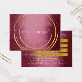 Gift Certificate Gold Geometric Burgundy