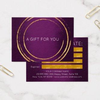 Gift Certificate Gold Geometric Purple Plum