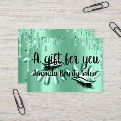Gift Certificate Hair Spa Nails Luxury Green Drips