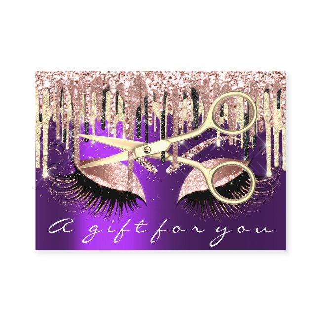 Gift Certificate Hair Stylist Lashes Gold Scissors