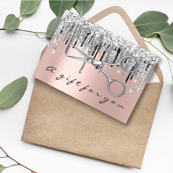 Gift Certificate Hair Stylist Rose Siver Scissors