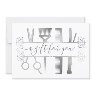 Gift Certificate Marble Silver Grey Scissors Foil