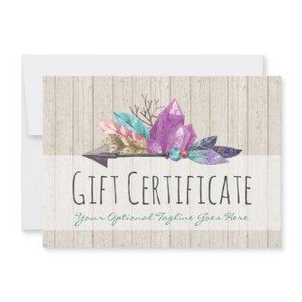 Gift Certificate Rustic Bohemian Crystals & Arrow