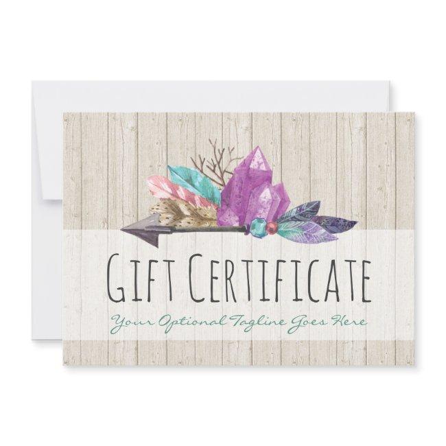 Gift Certificate Rustic Bohemian Crystals & Arrow