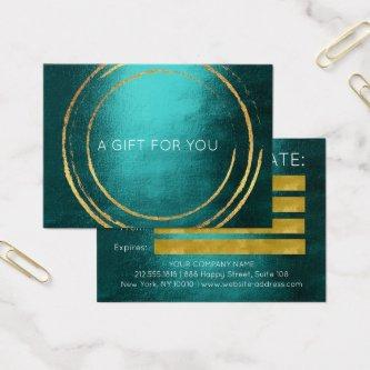Gift Certificate Teal Gold Geometric Elegant