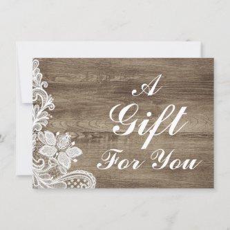Gift Certificate Vintage Lace On Rustic Barn Wood