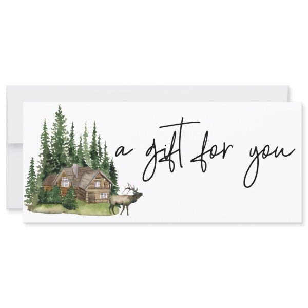 Gift Certificate Watercolor Cabin Forest Lodge Invitation