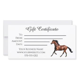 Gift Certificate with Running Bay Horse Thank You Card