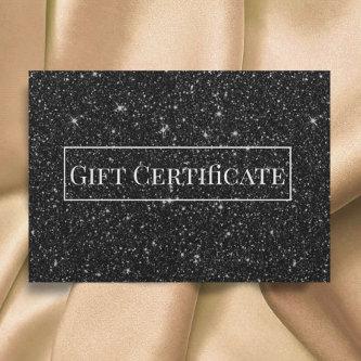 Gift Certificates Modern Black Glitter Salon Spa
