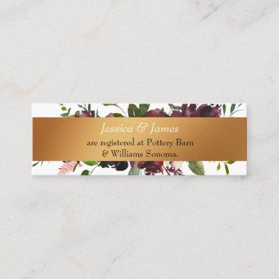 Gift Registry Burgundy Flowers Gold Enclosure Card